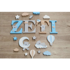  7 betűs Macis díszítésű dekorbetű szett, választható névvel, színnel gyerekszoba dekoráció