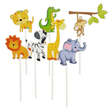  7 darabos papír torta dekoráció, torbeszúró – Állatok party kellék