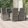  7 részes fekete és szürke polyrattan kerti étkezőszett párnával
