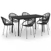  7 részes fekete PVC rattan kültéri étkezőgarnitúra