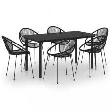 7 részes fekete PVC rattan kültéri étkezőgarnitúra kerti bútor