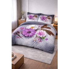  7 részes modern virágmintás ágyneműhuzat- elegáns lila-fehér design lakástextília
