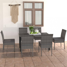 7 részes szürke polyrattan kerti étkezőgarnitúra kerti bútor