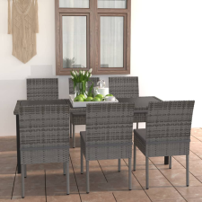 7 részes szürke polyrattan kerti étkezőgarnitúra kerti bútor