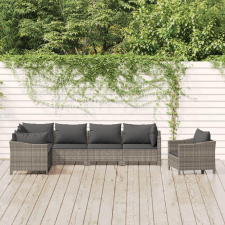  7 részes szürke polyrattan kerti ülőgarnitúra párnákkal kerti bútor
