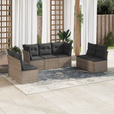 7 részes szürke polyrattan kerti ülőgarnitúra párnákkal kerti bútor