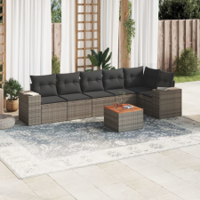 7 részes szürke polyrattan kerti ülőgarnitúra párnákkal kerti bútor