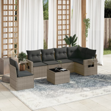 7 részes szürke polyrattan kerti ülőgarnitúra párnákkal kerti bútor