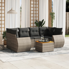 7 részes szürke polyrattan kerti ülőgarnitúra párnákkal kerti bútor