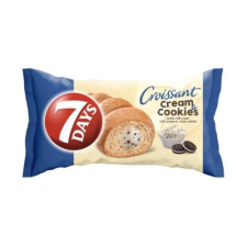 7DAYS Croissant 7DAYS Cream&Cookies vanília ízű krémmel töltött kakaós keksz darbokkal 60g alapvető élelmiszer
