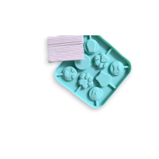  8 adagos állat mintás szilikon nyalóka forma 20 db pálcikával sütés és főzés