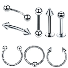  8 Darabos Ezüst Színű Rozsdamentes Acél Piercing Szett egyéb ékszer