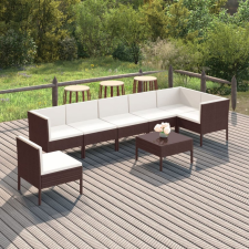  8 részes barna polyrattan kerti ülőgarnitúra párnákkal kerti bútor