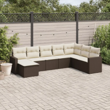  8 részes barna polyrattan kerti ülőgarnitúra párnákkal kerti bútor
