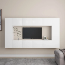  8 részes fehér forgácslap TV-szekrényszett bútor