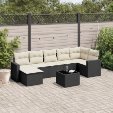 8 részes fekete polyrattan kerti ülőgarnitúra párnákkal kerti bútor