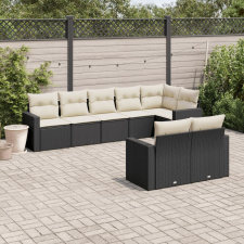  8 részes fekete polyrattan kerti ülőgarnitúra párnákkal kerti bútor