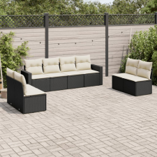 8 részes fekete polyrattan kerti ülőgarnitúra párnákkal kerti bútor