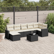  8 részes fekete polyrattan kerti ülőgarnitúra párnákkal kerti bútor