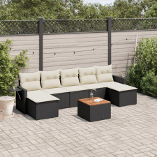  8 részes fekete polyrattan kerti ülőgarnitúra párnákkal kerti bútor