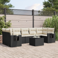 8 részes fekete polyrattan kerti ülőgarnitúra párnákkal kerti bútor