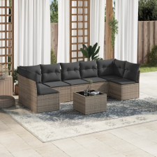 8-részes szürke polyrattan kerti ülőgarnitúra párnákkal kerti bútor