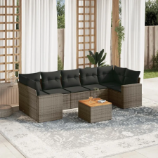  8-részes szürke polyrattan kerti ülőgarnitúra párnákkal kerti bútor