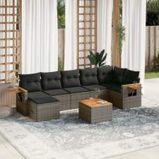 8-részes szürke polyrattan kerti ülőgarnitúra párnákkal kerti bútor