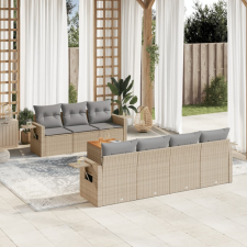 8 részes vegyes bézs polyrattan kerti ülőgarnitúra párnákkal kerti bútor