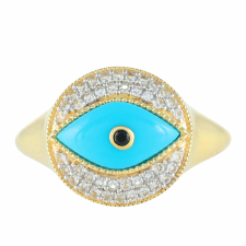  9 Karátos Arany Gyűrű Csipkerózsika Türkizzel és Fekete Spinellel, PCY10886/57 gyűrű