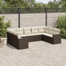  9-részes barna polyrattan kerti ülőgarnitúra párnákkal kerti bútor