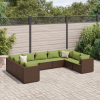  9 részes barna polyrattan kerti ülőgarnitúra párnákkal