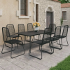  9 részes fekete PVC rattan kerti étkezőgarnitúra