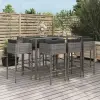  9-részes szürke polyrattan kerti bárszett párnával