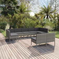  9 részes szürke polyrattan kerti ülőgarnitúra párnákkal kerti bútor