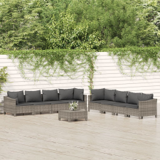  9 részes szürke polyrattan kerti ülőgarnitúra párnákkal kerti bútor