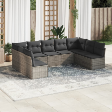 9 részes szürke polyrattan kerti ülőgarnitúra párnákkal kerti bútor