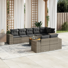 9-részes szürke polyrattan kerti ülőgarnitúra párnákkal kerti bútor