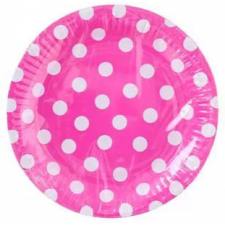 A.I&amp;E. Party tányér - 23cm papír 6db-os rózsaszín - Pöttyös konyhai eszköz
