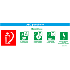  ABC porral oltó tűzoltó készülékhez -utánvilágító műanyag, 240*85mm információs tábla, állvány