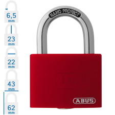 Abus T65AL/40 KA Egységkulcsos lakat - Piros lakat