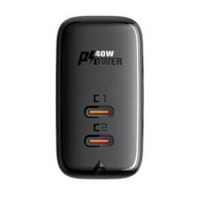 AceFast A9 hálózati töltő 2xUSB-C PD40W fekete (6974316280194) mobiltelefon kellék
