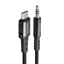 AceFast audio kábel USB type-c - 3,5 mm Mini Jack (apa) 1,2 m, Aux fekete (C1-08 fekete) kábel és adapter