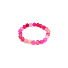  Achát matt szinezett sávos pink golyó karkötő 8mm karkötő