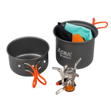  Acra C23 kemping edénykészlet gáztűzhellyel együtt 1-2 fő részére edény