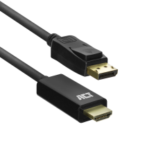 Act AC7550 DisplayPort apa - HDMI apa Adapterkábel - Fekete (1,8m) kábel és adapter