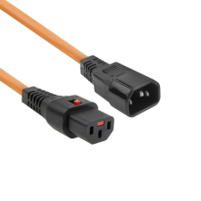 Act AK5038 Powercord C13 IEC Lock - C14 3m Orange kábel és adapter