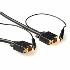 Act High Performance VGA + Audio connection cable male-male 10m Black AK4994 kábel és adapter