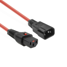 Act Powercord C13 IEC Lock - C14 1m Red AK5193 kábel és adapter