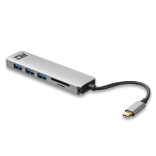 Act USB-C Hub 3.2 3 portos kártyaolvasóval ezüst (AC7050) (AC7050) hub és switch
